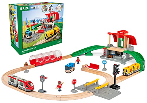 BRIO Set Stazione Centrale, Include Binari, BRIO World Ferrovie, 37 Pezzi,  Età Raccomandata 3+, Gioco per Bambini, 33989 – Giochi e Prodotti per l'Età  Evolutiva