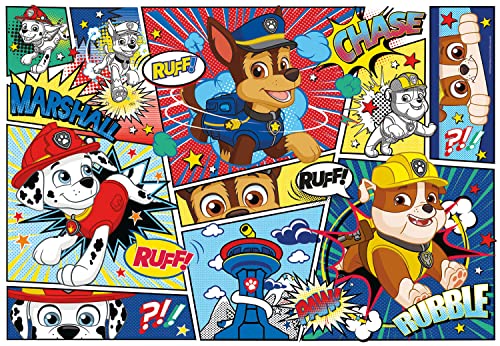 Clementoni- Paw Patrol Supercolor Brilliant Patrol-104 Pezzi Bambini 6  Anni, Puzzle Cartoni Animati-Made in Italy, Multicolore, 20190