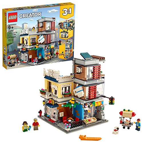 LEGO Creator 3 in 1 Townhouse Pet Shop & Café 31097 Toy Store Building Set  with Bank, Town Playset with a Toy Tram, Animal Figures and Minifigures  (969 Pieces) – Giochi e
