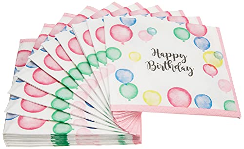 Amscan 9903863 - Tovaglioli Happy Birthday, 20 pezzi, 25 x 25 cm, colore  pastello - Giochi e Prodotti per l'Età Evolutiva