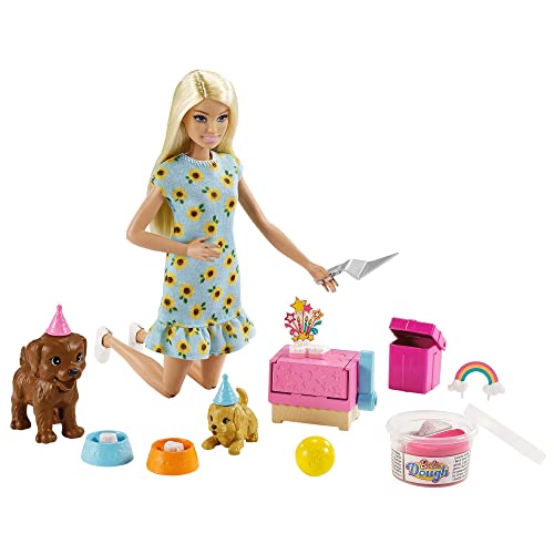 Barbie Doll and Puppy Party Playset with 2 Pet Puppies, Dough, Cake Mold  and Accessories, Gift for 3 to 7 Year Olds - GXV75 - Giochi e Prodotti per  l'Età Evolutiva