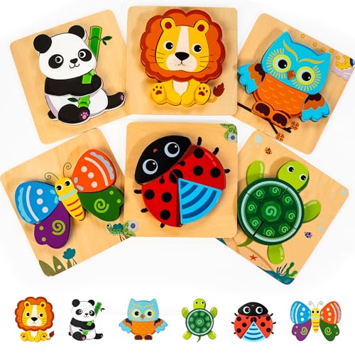 Bravmate Puzzle in Legno per Bambini, 6 Pezzi Puzzle di Animali Montessori  Giochi Bambino Educativi Legno Giocattoli Bambini per 1 2 3 4 Anni – Giochi  e Prodotti per l'Età Evolutiva