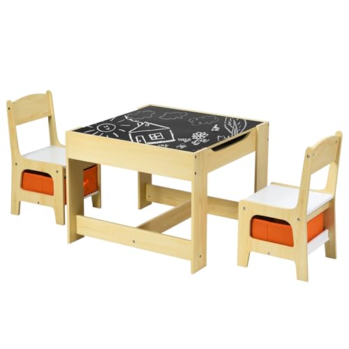 Set da tavolo lavagna con contenitore e 2 sedie in legno Belfy Kids - SKLUM
