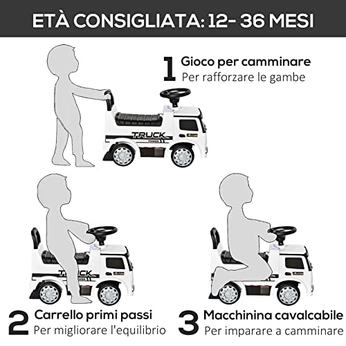 HOMCOM Macchina Cavalcabile Per Bambini Età 12-36 Mesi, Macchina ...