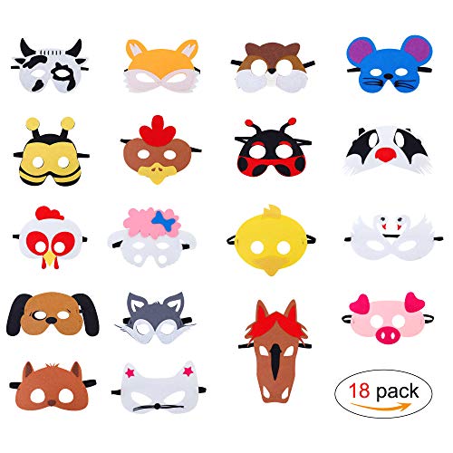 HONGXIN-SHOP Maschere di Animali per Bambini Feltro Mascherine con Nastro  Elastico per Cosplay Compleanno Natale Halloween 18 Pezzi – Giochi e  Prodotti per l'Età Evolutiva