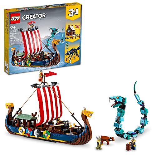 LEGO Creator 3 in 1 Viking Ship and The Midgard Serpent 31132 – Set di  giocattoli da costruzione per ragazzi, ragazze e bambini dai 9 anni in su  (1.192 pezzi) – Giochi e Prodotti per l'Età Evolutiva