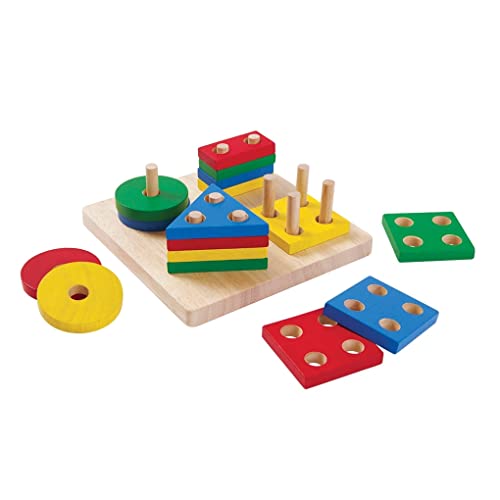 PLAN TOYS- Geometric Sorting Board, Colore Legno, 2403 - Giochi e Prodotti  per l'Età Evolutiva