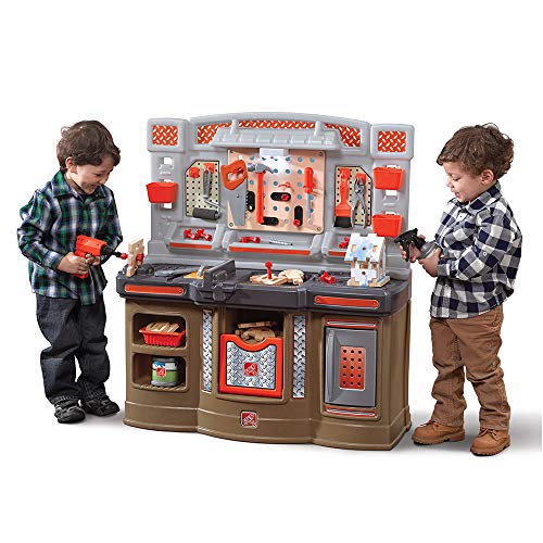 Step2 Big Builders Pro Banco da lavoro giocattolo, Banco da lavoro per  bambini incl set di accessori da 45 pezzi