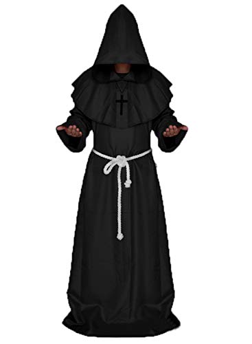 chuangminghangqi Costume monastico per Halloween, costume medievale da  monaco horror, fratello monastero scuro, costume da sacerdote  rinascimentale, costume da cavaliere (XL, nero) – Giochi e Prodotti per  l'Età Evolutiva