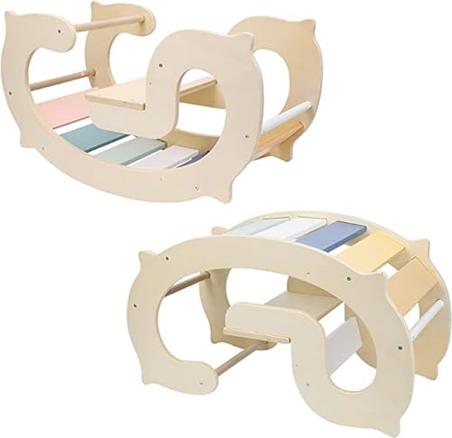 labebe Arco da arrampicata, triangolo arcobaleno speciale per bambini, altalena  per interni in legno, cavallo a dondolo per bambini dai 3 anni in su - Giochi  e Prodotti per l'Età Evolutiva