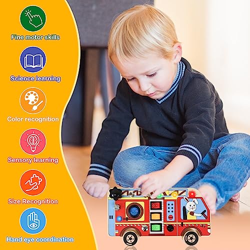 Joyreal Busy Board Montessori Giochi Legno - Giochi Montessori 1 2 3 4 5  Anni con Specchio Neonati Giocattoli Pannello Sensoriale Giochi Educativi