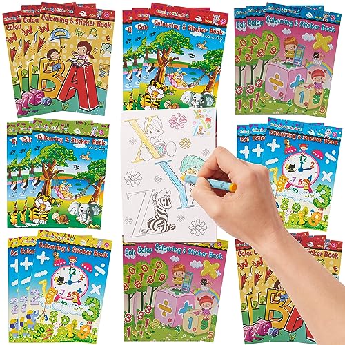 THE TWIDDLERS - 24 Mini Libri da Colorare con Adesivi per Bambini