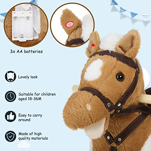 WOLTU Cavallo a Dondolo per Bambini in Legno Cavalluccio Giocattolo  Cavalcabile Peluche con Suoni Regalo Bimbi 1/2/3 Anni, Marrone e Bianco,  KSF003 – Giochi e Prodotti per l'Età Evolutiva