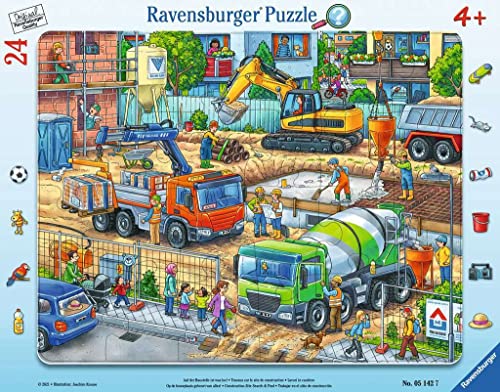 Ravensburger 05142 – Sul cantiere c'è cosa succede Puzzle con cornice da 24  pezzi, per bambini dai 4 anni in su, con Search and Find, Colore Verde  teal/turchese : Krause, Joachim: 