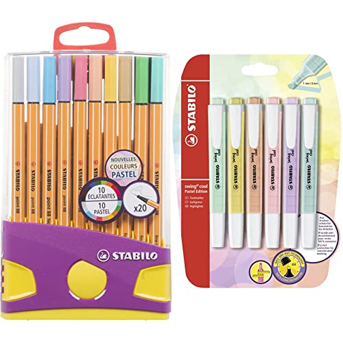 Stabilo – ColorParade astuccio con 20 pennarelli a punta – Colori assortiti  di cui 10 tonalità pastello – Giochi e Prodotti per l'Età Evolutiva